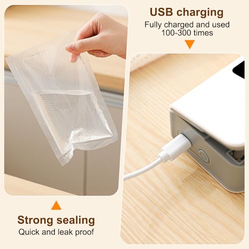 Mini Bag Sealer, Portable Package Resealer with Back Magnet & Hidden Cutter, 6 Modes, Automatic Air Sealing Machine for Plastic Snack Storage