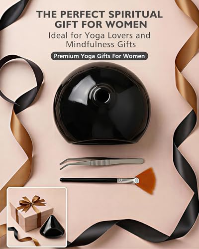 Ceramic Palo Santo Holder Incense Burner Ash Catcher - Modern Chiminea Smudge Bowl for Sage and Wood Sticks - Meditation Energy Cleansing Yoga Gifts for Home Decor Glossy Black