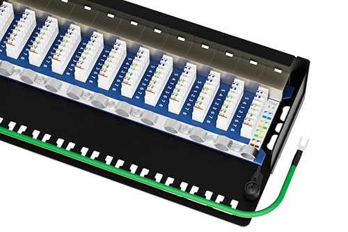 FGB CAT 6 Patch Panel Distribution Panel 12 Port | 12X Shielded RJ45 Socket, Table/Wall Mount/Desktop, STP (Shielded), LSA Distribution Panel, TIA568A TIA568B 12 port - wall mounting