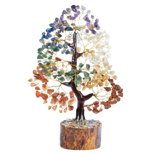 7 Chakra Tree of Life Crystal, Healing Stones & Gemstone Money Tree For Positive Energy, Good Luck, Birthday Gifts for Women, Present for Mom, Sister, Housewarming Gift for New Home, Home Office Decor 7 Chakra