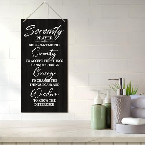 Serenity Prayer Sign, Printed Wood Plaque Sign Wall Hanging, Christian Decor Wood Sign Gift, God Grant Me The Serenity Wall Decor Framed, Farmhouse Live Room Bedroom Decor Wall Art Sign 12" x 6" B style 03