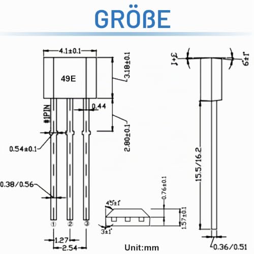 49E OH49E SS49E Hall Effect Sensor, S49E TO-92 3 Pole Linear Hall Effect Sensor Silent Output Element Switch for Electric Vehicle Engine Repair (Pack of 30) 49E Hall Effect Sensor