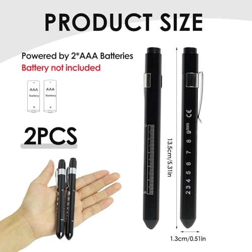 Pupil Light Medicine, Diagnostic Light, Reusable LED Pen Lamp with Pocket Clip, Nurse Emergency Service Accessories, LED Pen Lamp for Nurses Students Doctors Pack of 2