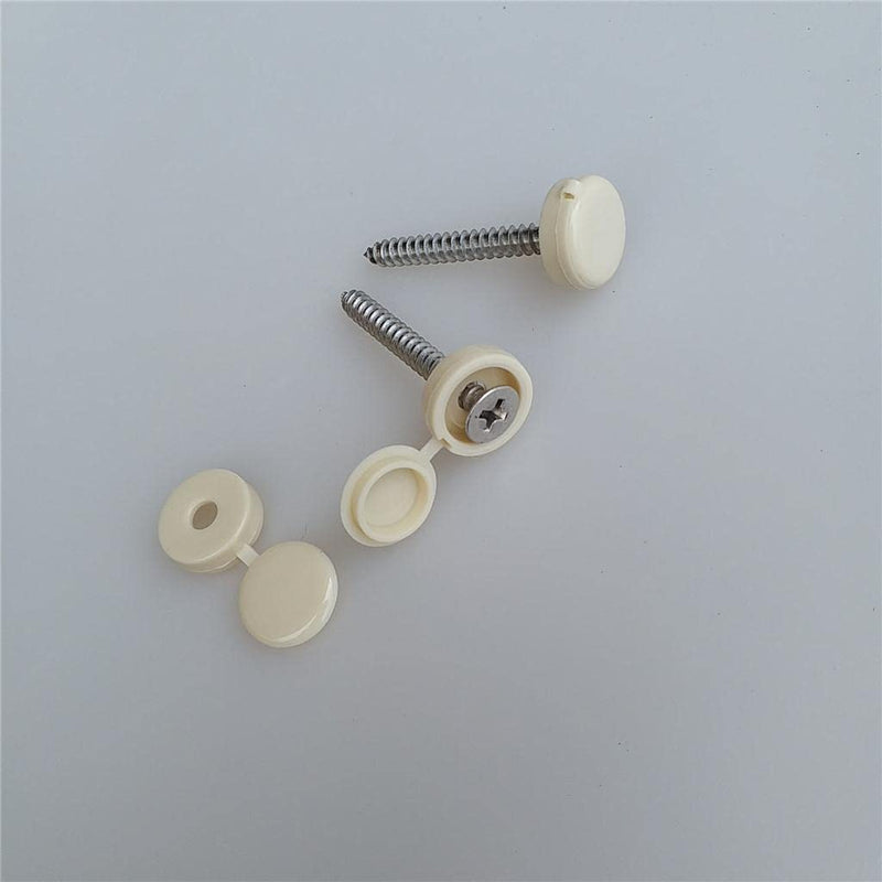 [Australia - AusPower] - LEIPUPA 100Pcs Durable Plastic Hinged Screw Cover Fold Part For Car Home Decor - Beige, 4.1mm 