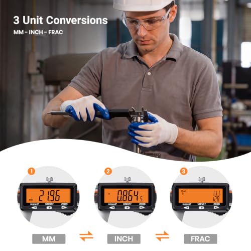 HARDELL Upgraded Digital Caliper with USB-C, orange LCD display, non-backlit 6-inch measuring tool