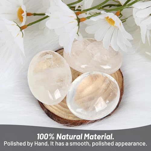 Clear Quartz Stone- 4 Pcs Clear Quartz Palm Stone Pocket
