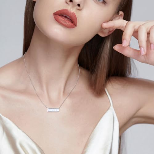 YFN Bar Opal Urn Necklace Sterling Sliver Cremation Jewelry Urn Necklaces for Ashes for Women