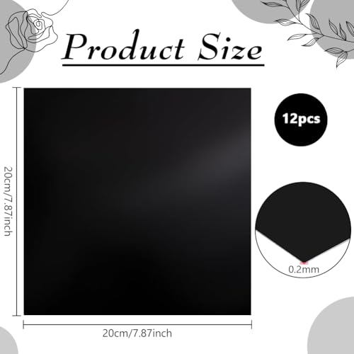 NBEADS 12 Pcs Black Laser Engraving Testing Paper, Self-Adhesive Laser Testing Paper Double-Sided Dimming Paper for Marking Machine and Optical Cutting, 20x20x0.02cm