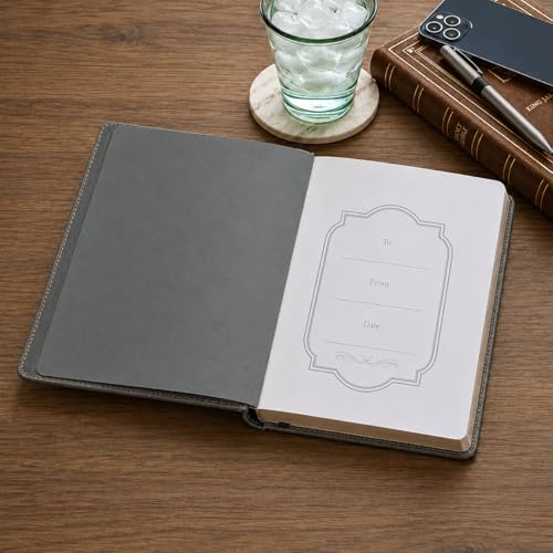 Christian Art Gifts Classic Journal, Trust in the Lord Proverbs 3:5 Inspirational Scripture Notebook, Ribbon Marker, Charcoal Gray Vegan Leather Flexcover, 336 Ruled Pages