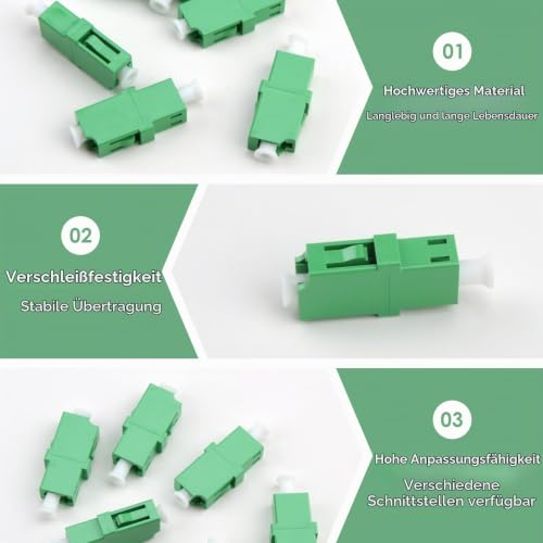 Pack of 6 Fibre Optic Adapter Socket Fibre Optic Coupling (LC/A, PC) Female Simplex Single Mode for Single Mode Cable Plug and Play Solution for Fast Cabling in Networks Data Centers and FTTH Applications