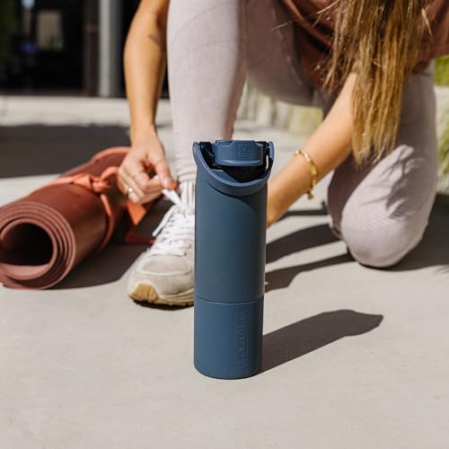 BrüMate Rise 35oz Water Bottle With 100% Leakproof Covered Silicone Straw | Insulated Stainless Steel Water Bottle With Removable Straw | Fast Flow | Soft Sip Silicone Spout | BPA-Free (Dark Aura) Dark Aura 35 Ounces