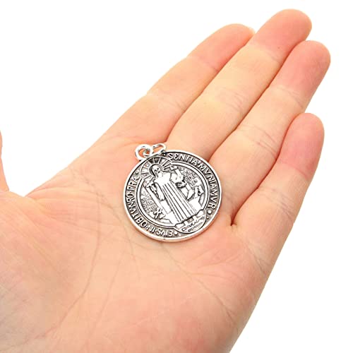 SEWACC 12pcs Saint Benedict Medal Charms, St Benedict Medals Pendant Jesus Our Lady Medal Charm Rosary Beads for DIY Jewelry Making