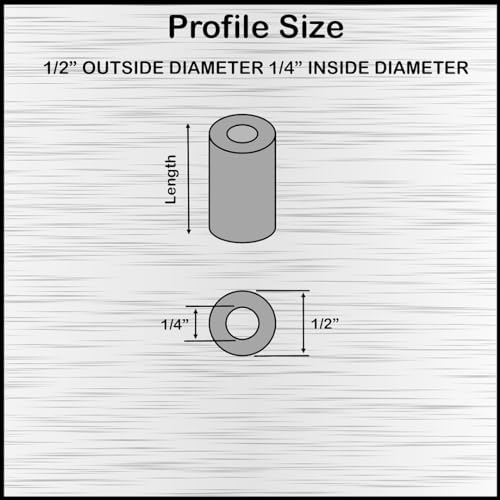 Black aluminum round spacer, 1/2-inch OD x 1/4-inch ID, 1/2-inch length, unthreaded standoff bushing by Metal Spacers Online