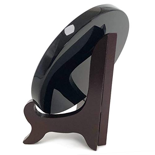 Polar Jade Black Obsidian Scrying Mirror (120 mm / 4.7" with Stand) 0.4"L x 4.7"W