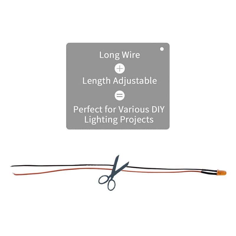 Yixisi Pack of 60 Pre-Wired LEDs, 12V 3mm Pre-Wired Diode Light, Diffuse Emitting Light Diode, Multi-Colour, Assorted Light, 20cm (Red, Yellow, Green, Blue, White, Orange, 10 Pieces each) Multicolor With Diffuser Colored Lens-60