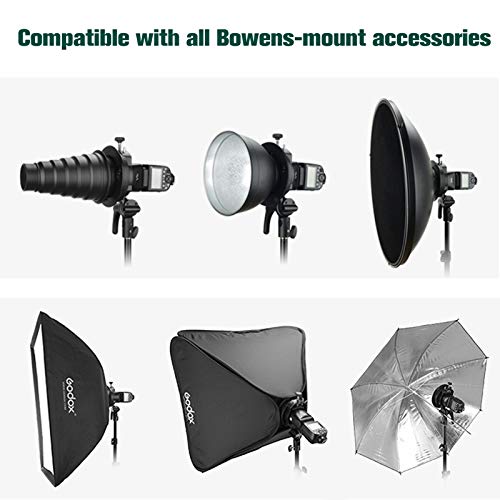 GODOX S2 Speedlite Bracket Bowens Mount Holder + Cold Shoe Flash Mount for Godox V1 Series, AD200Pro, AD200, AD400Pro, V860II Series, TT350 TT685 TT600 Series Flash