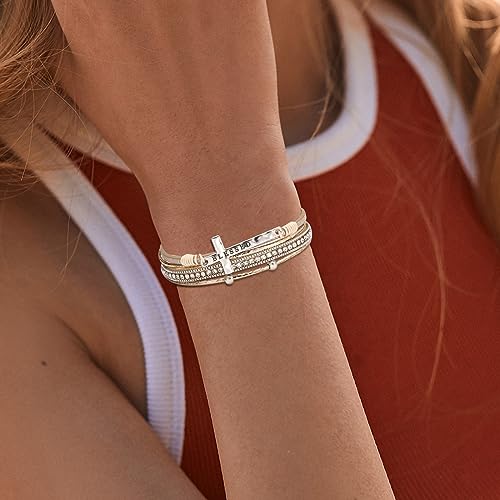 Fesciory Leather Wrap Bracelet for Women, Boho Western Layered Cuff Jewelry Khaki2