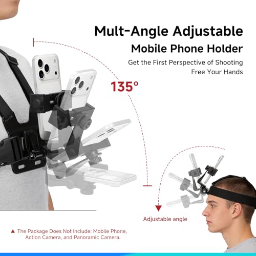 Phone Chest & Head Mount Kit, Action Camera Holder for GoPro, DJI, Insta360