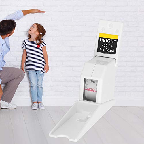 Height Gauge, 2 m Retractable Height Measuring Tape, Portable Stadiometer for Wall Mounting, Height Measurement for Adults, Children (White) White