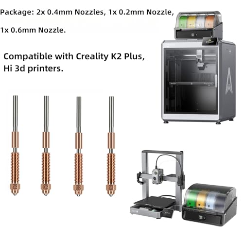 4PCS Quick-Swap Nozzle Kit for K2 Plus, 3D Printer Copper Alloy Hardened Steel Tip and Titanium Alloy Heatbreak Nozzle Kit for K2 Plus, Hi