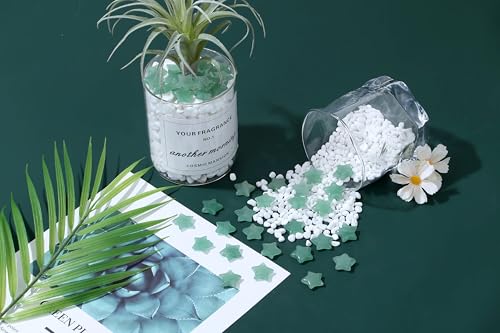 QINJIEJIE 20 PCS Green Aventurine Crystal Star Healing Stones Mini Crystal Cute Polished Pocket Stone Thumb Star Gemstones Set Bulk Wholesale Reiki Energy Balancing Green Christmas Decor