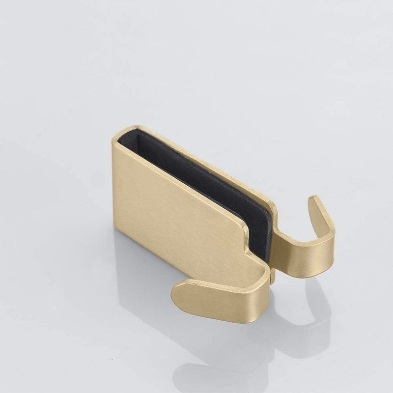 Double Hooks for Glass Shower Door, Towel Hooks Over The Bathroom Glass Wall 0.31-0.39in, Stainless Steel, Gold 4 Pack