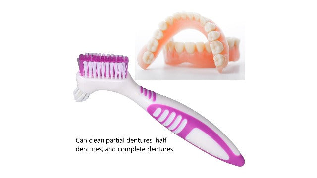 Denture Toothbrush, Double-Sided Denture Brush, Braces Cleaner, Denture Cleaning Brush, Toothbrush for Cleaning Partial Dentures, Half Dentures and Full Dentures