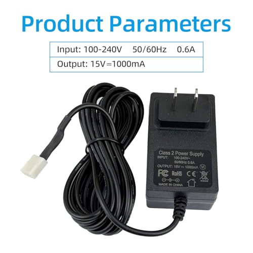 ANYINELEC water softener power transformer 15V DC adapter, model V3186-06, replacement filtration part