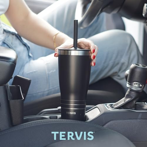 Tervis Traveler Yao Cheng Daydreaming Triple Walled Insulated Tumbler Travel Cup Keeps Drinks Cold & Hot, 30oz - with Straw Lid, Stainless Steel