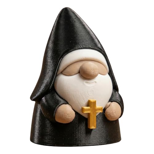 Nun Gnome Collectible Figurine - Spiritual Monk Statue for Unique Desk Decor and Gift Display - 3D Printed in Canada