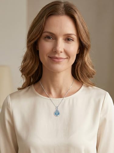 YYB Heart Urn Necklaces for Ashes with Funnel Kit Crystal Butterfly/Dragonfly/Hummingbird Cremation Jewelry Ashes Necklace for Women Memorial Jewelry Gifts for Women 2-Tree of Life