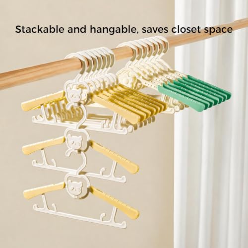 20 Pack Baby Clothes Hangers, Non-Slip and Extendable Toddler Hangers, 11-14 Inches Adjustable Plastic Kids Closet Hanger, Suitable for Infant Girls, Boys, Newborn and Children (Green) Green 20pc