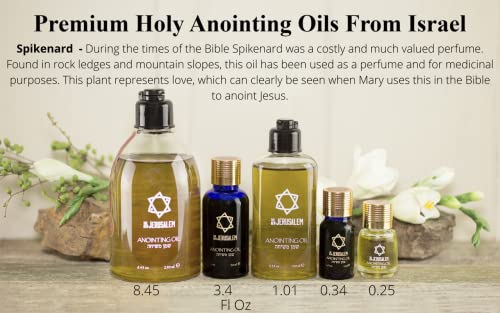 Spikenard Anointing Oil from Israel, Holy Spiritual Oils Bottles from Jerusalem Blessed, Handmade with Natural Ingredients and Blessed for Wedding Ceremony, Religious Use, 0.34 Fl Oz Spikenard 0.34 Fl Oz (Pack of 1)