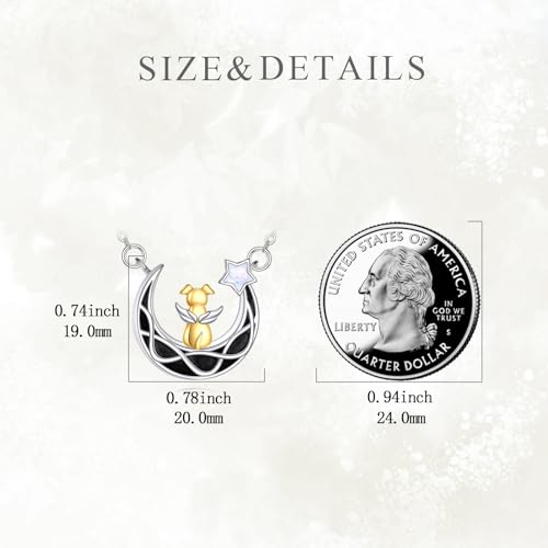 POPLYKE Pet Cat/Dog Necklace Sterling Silver Keepsake Pet Memorial Pendant Jewelry Gift for Women Men Moon Dog