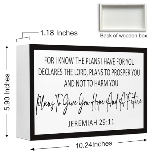 Jeremiah 29:11Wood Sign,For I Know the Plans I Have for You Bible Verses Wood Box Signs,Christian Scripture Plaques for Home Decor Jeremiah 29:11