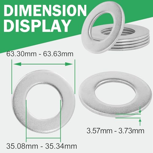 Zernmiarder 1-1/4-inch stainless steel flat washers, 2-1/2-inch outside diameter, pack of 5