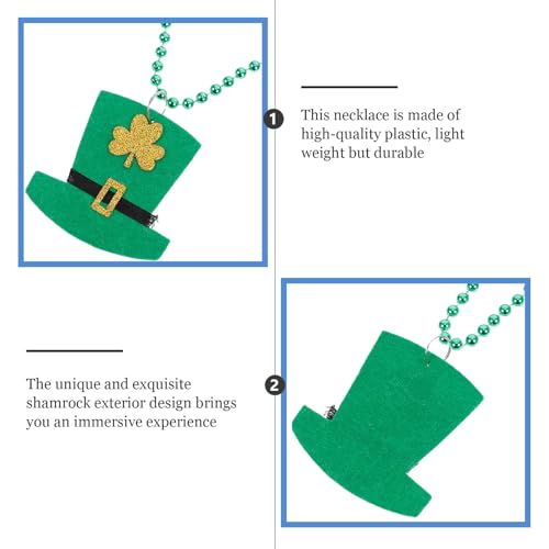 3pcs St Patrick's Day Necklaces with Green Shamrock Pendant, Lightweight Plastic Holiday Accessories Featuring Beaded Design, for St Patrick's Day Parties and Festival Decoration
