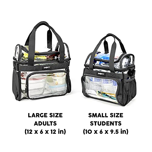 Heavy Duty Clear Lunch Tote Stadium Bag Approved Durable Crossbody Travel Makeup Cosmetic Box for Football Basketball Baseball Games Concerts Work Correctional Officers (Bold Black, 12 x 6 x 12)