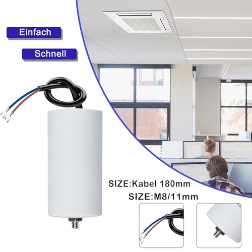 CBB60 450V 4µF 50/60HZ Capacitor, Starting Capacitor, Motor Capacitor, Motor Operating Capacitor, with Cables, M8, 34 x 65 mm, 4UF, for Motors, Swimming Pool Pumps, Wood Splitter
