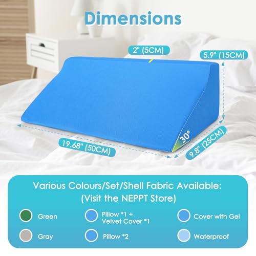 Bed Wedge Pillow For Sleeping Seniors Post Surgery Incline Pillow Bedsore Pressure Relief Cushions For Butt Lifting Patient Turning Triangle Foam Wedges For Bed Positioning Body Back Support (Blue) Blue