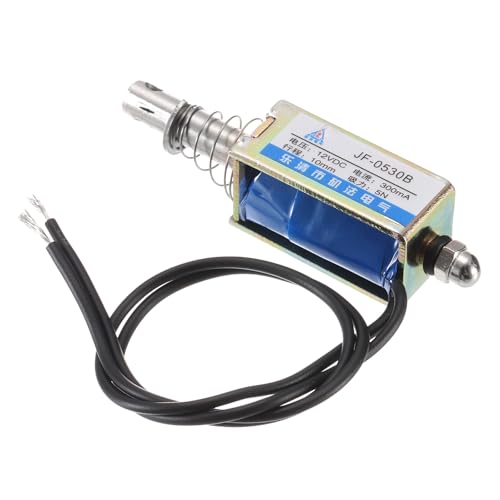 QUARKZMAN DC 12V 0.3A Solenoid Electromagnet Push Type 5N 10mm Hub Magnet | Electromagnetic Actuator, Electromagnet, Open Frame, Linear Motion, JF-0530B