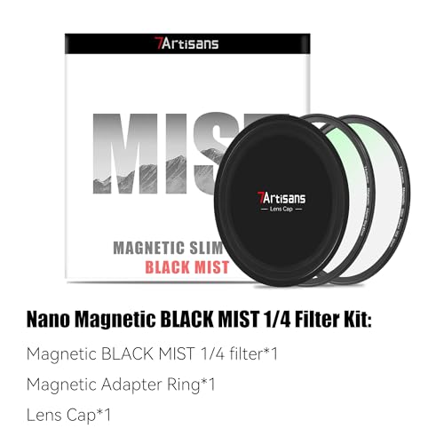 7artisans Nano Magnetic Filter UV Filter ND Light Reduction Filter/CPL Polarization Filter/GND Gradient Filter/Black Mist 1/4 Portrait Photography Filter Suitable for Lens(67mm Black Mist 1/4) 67mm Magnetic BLACK MIST 1/4