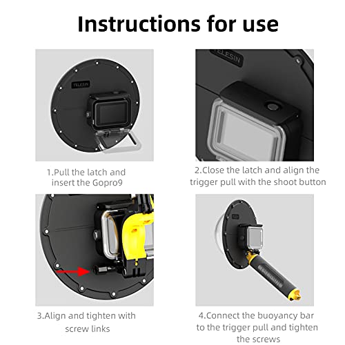 AFAITH Gopro Dome Port for GoPro Hero 9/10/11/12/13 Black, Underwater 6 Inch Acrylic Dome Port with Waterproof Cover Case + Floating Bobber Handle + Trigger GoPro Hero 12/11/10/9 Black