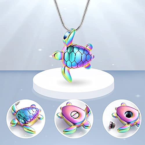 Imrsanl Sea Turtle Cremation Jewelry for Ashes Urn Necklace of Loved One Colorful