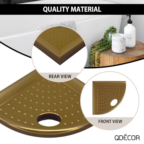 Questech 5" Corner Shower Footrest, Retrofit Shaving Shelf for Inside Shower, Bathroom Storage Corner Caddy Organizer, Metro Flatback, Gold Finish