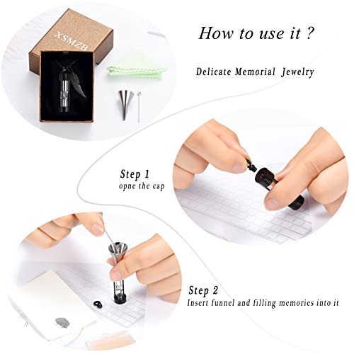XSMZB Cremation Jewelry for Ashes Timeless Hourglass Cremation Memorial Pendant Stainless Steel Urn Necklace for Human Pet Ashes with Angel Wings Black