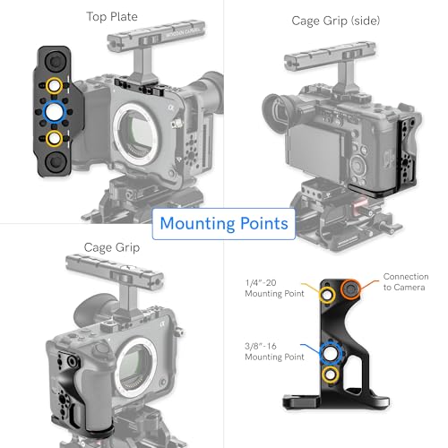 Wooden Camera Full Cage for Sony FX2 – Professional Grade Modular Lightweight Camera Cage Rig with Top Plate, Cage Grip & L-Bracket for Accessories - Multiple Mounting Points