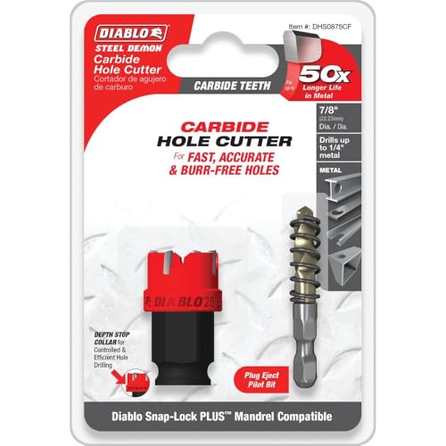 Diablo Steel Demon carbide teeth hole cutter, 7/8-inch diameter with 1/4-inch length shank