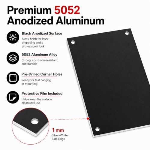 INVINEEX 10-pack black 5052 aluminum sheets, 5 x 7 inches, 1mm thick