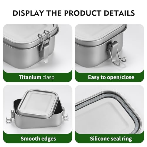 ZING TTI Pure Titanium Food Container, Leak-Proof Portable Meal Container for Travel, Work, and Outdoor Use, Durable Metal Lunch box, Dishwasher Safe, Eco-Friendly Solution(27oz) 27oz